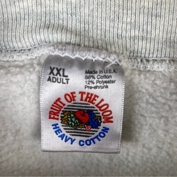 Fruit of the Loom Gray Cat Embroidered bat wing xxl crew neck Y2k - Picture 4 of 8